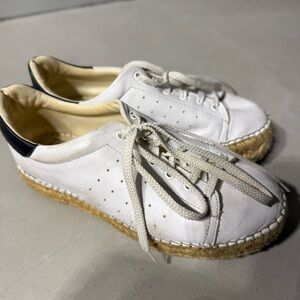 The Shoe Box White Leather Espadrille Sneakers